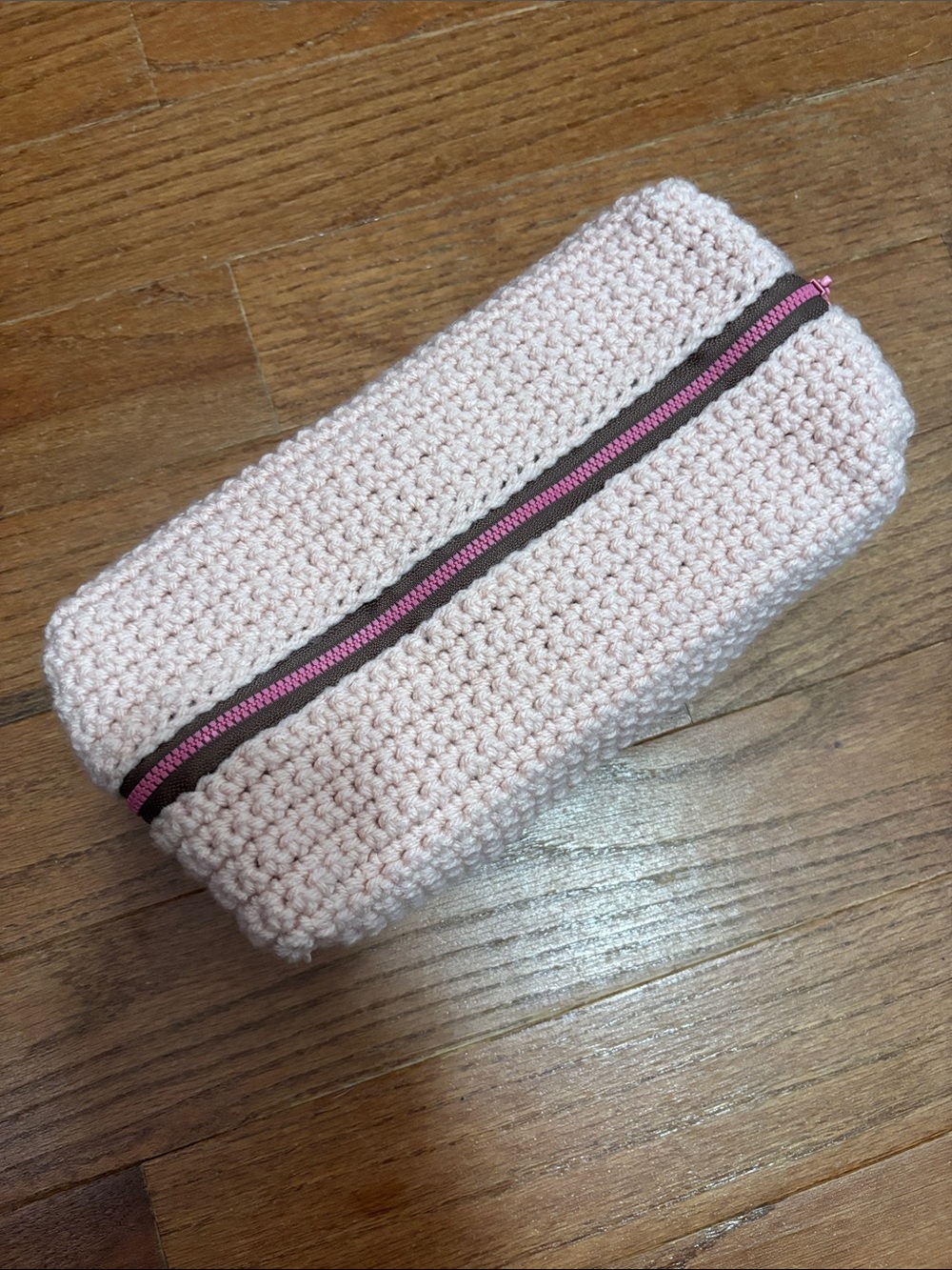 Huge Handmade Pink Crochet Zip Pouch